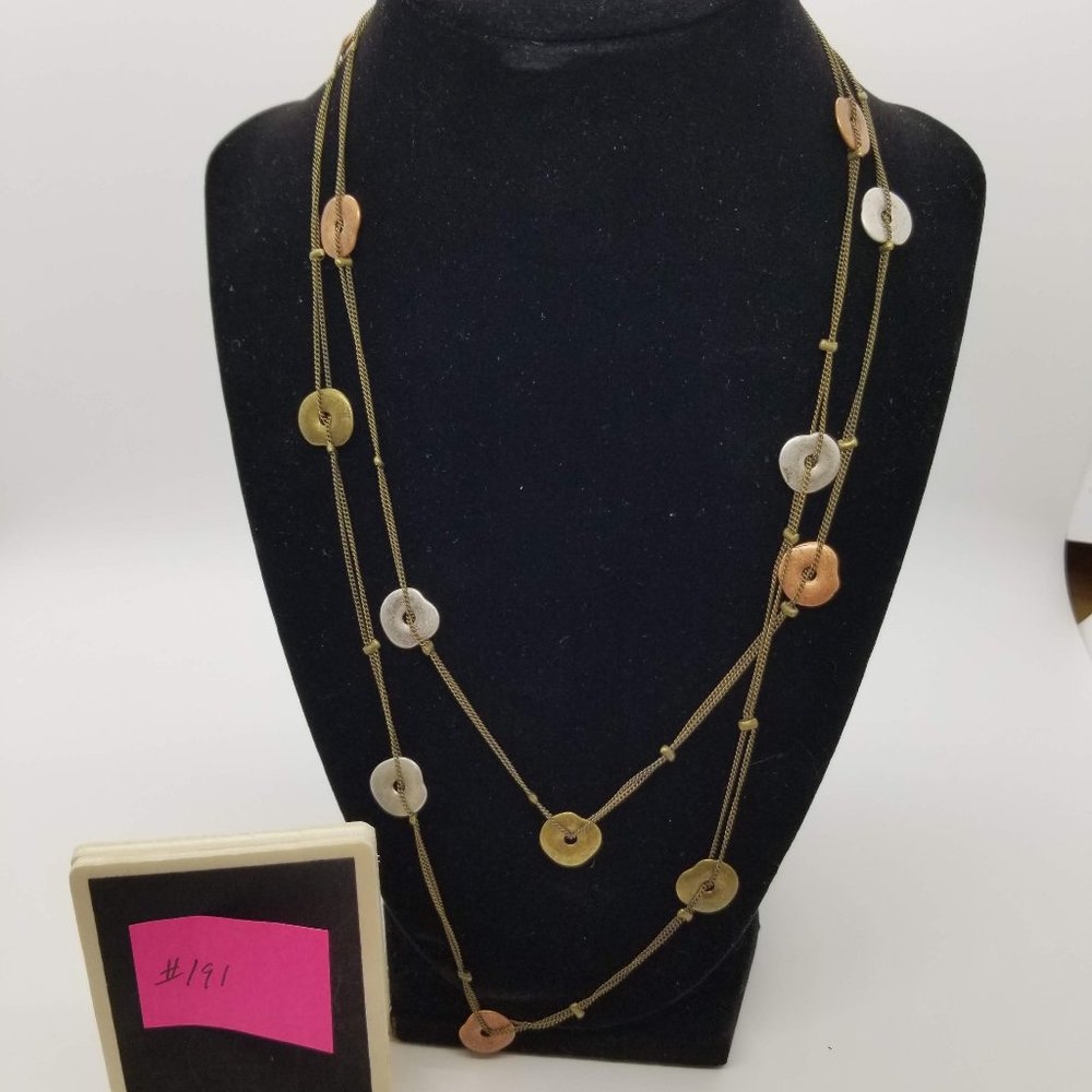 Vintage VCLM Metal Disc Necklace